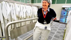 Fab employees wear special suits, nicknamed bunny suits, which are designed to keep contaminants such as lint and hair off the wafers during chip manufacturing.